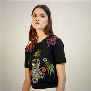 Sandro Paris Embroidered Snake Floral Too